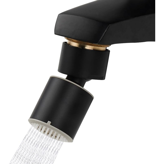 NSF/ANSI/CAN 61 Certified Faucet Aerator, Kitchen Sink Faucet Aerator, 2-Flow CUPC Certification 360-degree Swivel Faucet Extender, 55/64 Inch Female Thread, Water Saving-Matte Black